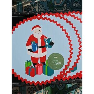 NEW 4  Vintage 2004 Martha Stewart Vinyl SANTA Christmas Placemates!! NEW